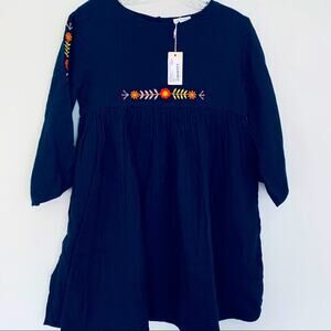 Hundred Pieces girls navy boho embroidered dress size 14